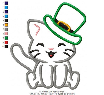 St. Patrick Happy Cat - Applique