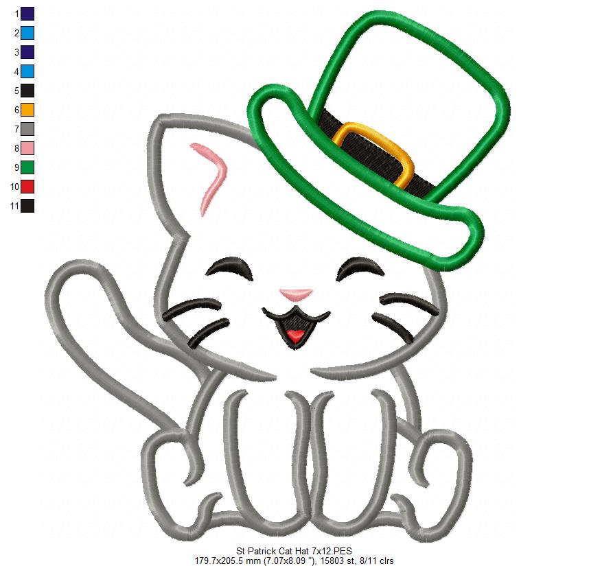 St. Patrick Happy Cat - Applique