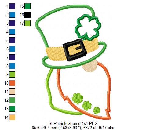 St Patrick's Gnome - Applique
