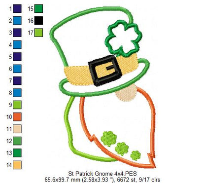 St Patrick's Gnome - Applique