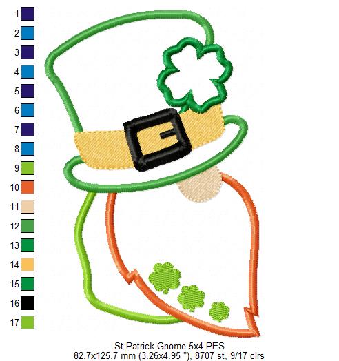 St Patrick's Gnome - Applique
