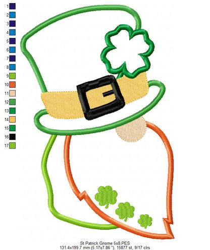 St Patrick's Gnome - Applique