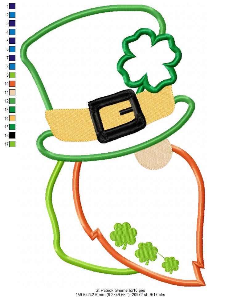 St Patrick's Gnome - Applique