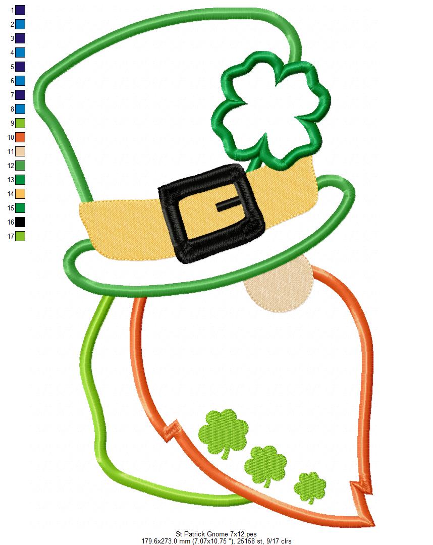 St Patrick's Gnome - Applique