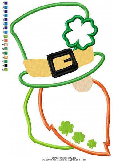 St Patrick's Gnome - Applique