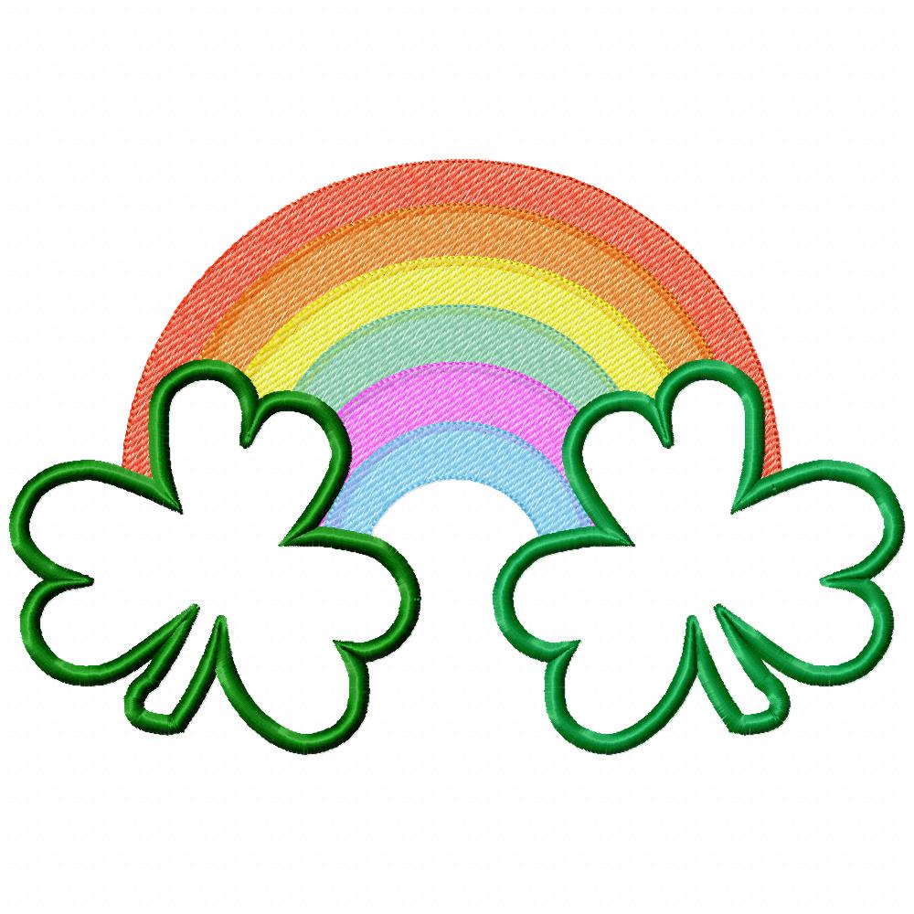 St Patrick's Rainbow Clovers - Applique - Machine Embroidery Design