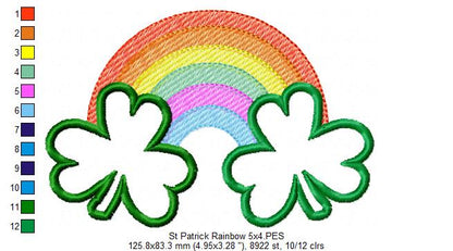 St Patrick's Rainbow Clovers - Applique - Machine Embroidery Design