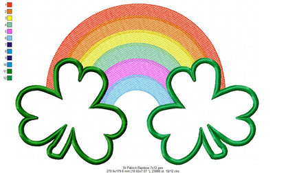 St Patrick's Rainbow Clovers - Applique - Machine Embroidery Design