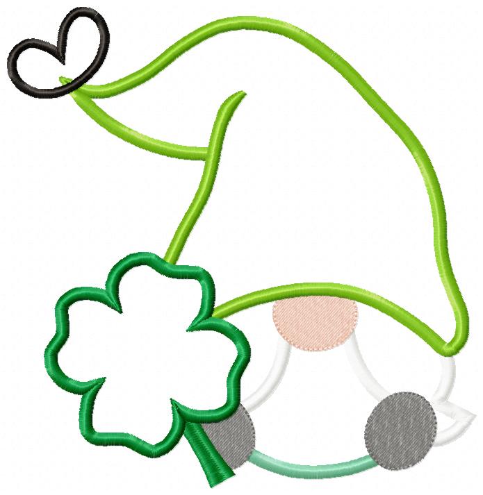 St. Patrick's Gnome with Hat - Applique - Machine Embroidery Design
