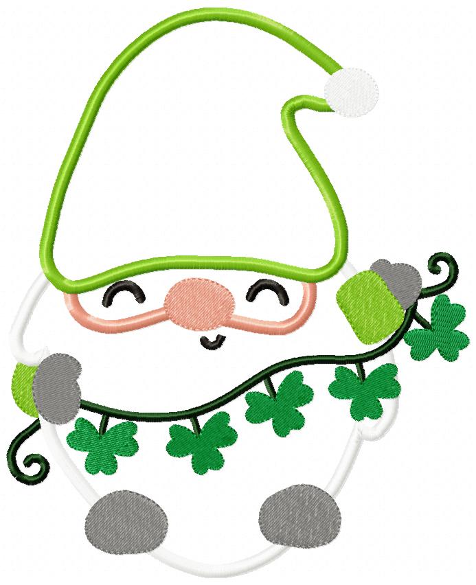 St. Patrick's Gnome Smiling - Applique