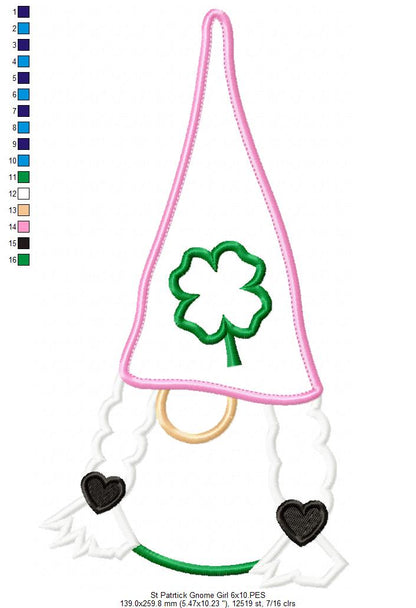 St. Patrick's Gnome Girl - Applique