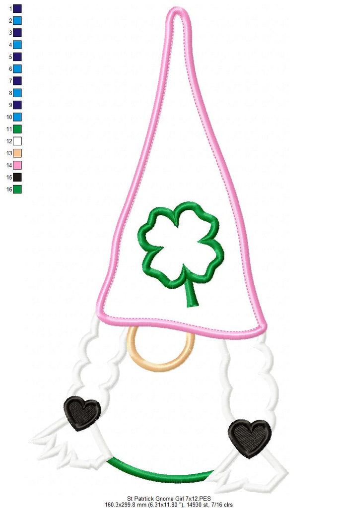 St. Patrick's Gnome Girl - Applique