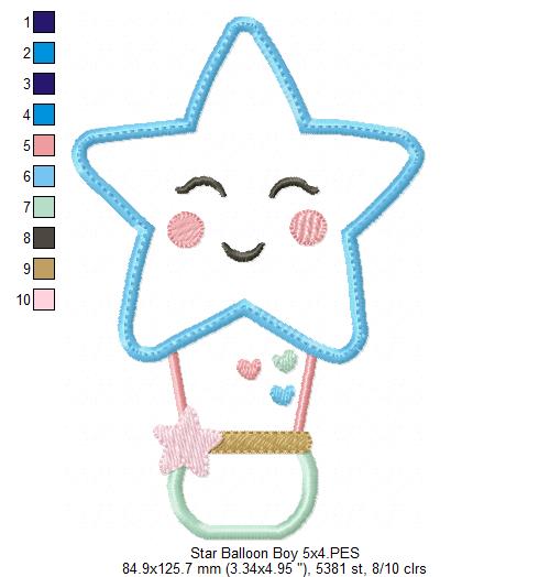 Star Boy Hot Air Balloon - Applique