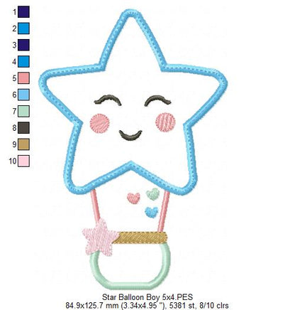 Star Boy Hot Air Balloon - Applique