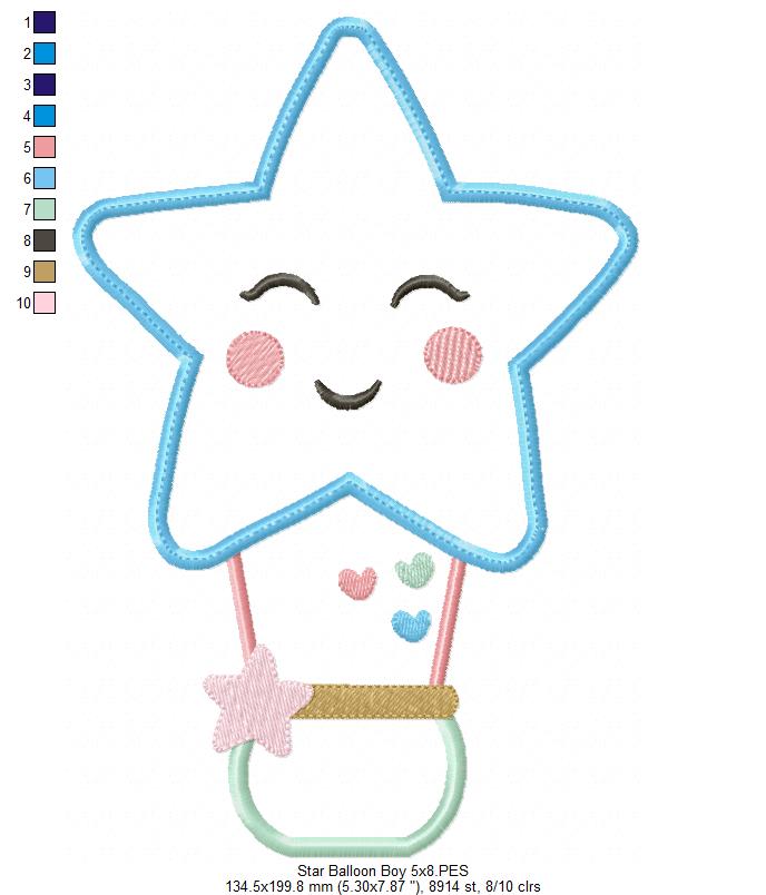 Star Boy Hot Air Balloon - Applique