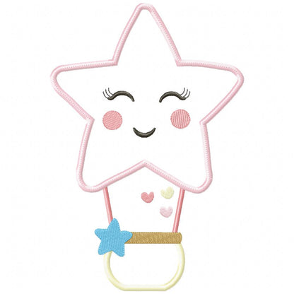 Star Girl Hot Air Balloon - Applique
