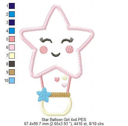 Star Boy and Girl Hot Air Balloon - Applique - Set of 2 designs