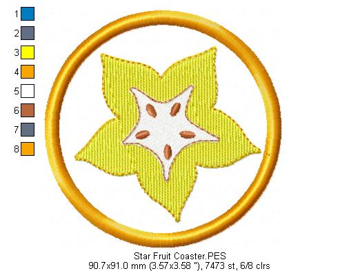 Star Fruit Coaster- ITH Project - Machine Embroidery Design