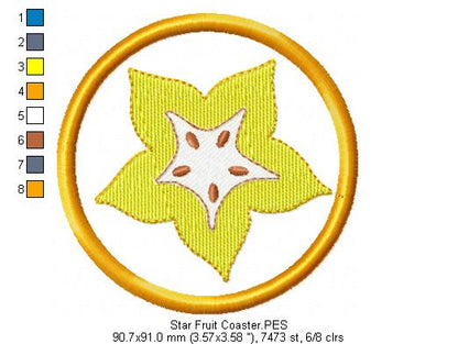 Star Fruit Coaster- ITH Project - Machine Embroidery Design
