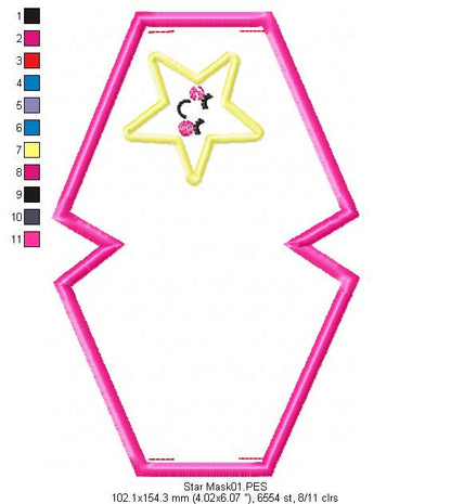 Cute Star Face Mask - ITH Project - Machine Embroidery Design