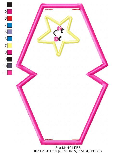 Cute Star Face Mask - ITH Project - Machine Embroidery Design