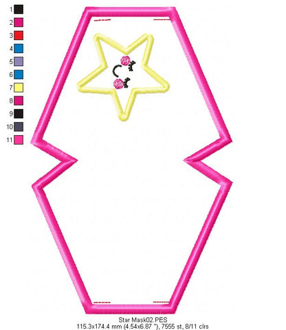 Cute Star Face Mask - ITH Project - Machine Embroidery Design