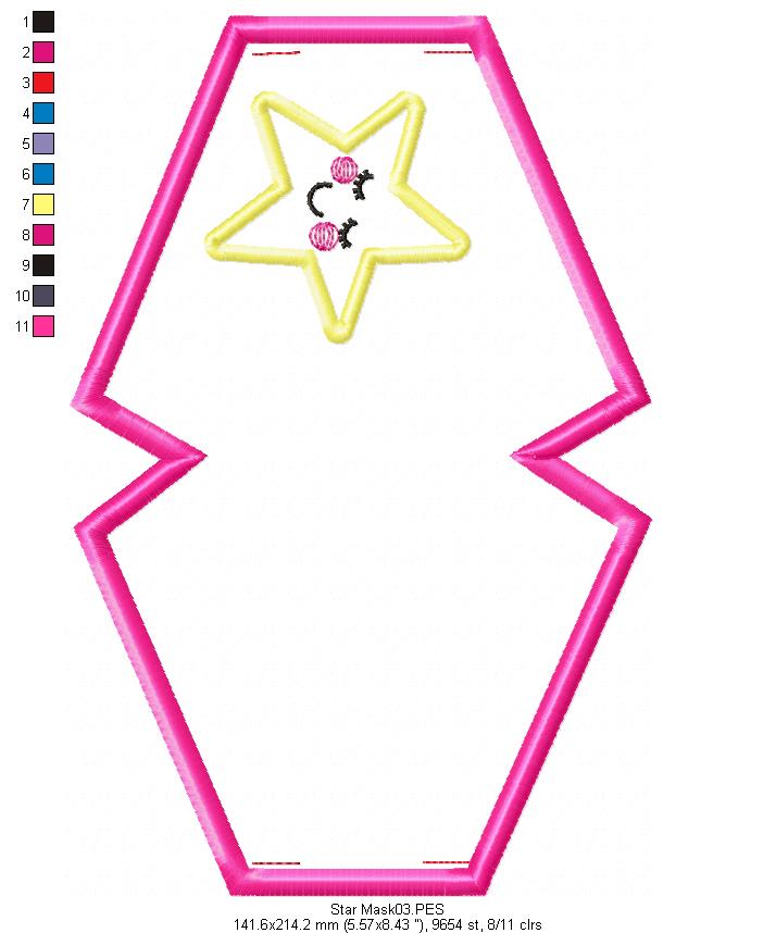 Cute Star Face Mask - ITH Project - Machine Embroidery Design