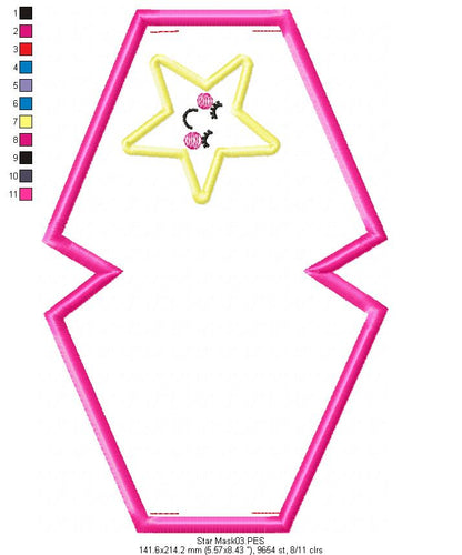 Cute Star Face Mask - ITH Project - Machine Embroidery Design