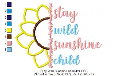 Sunflower Stay Wild Sunshine Child - Applique