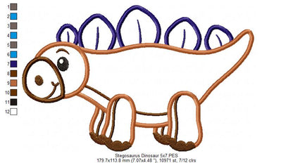 Stegosaurus Dinosaur - Applique - Machine Embroidery Design