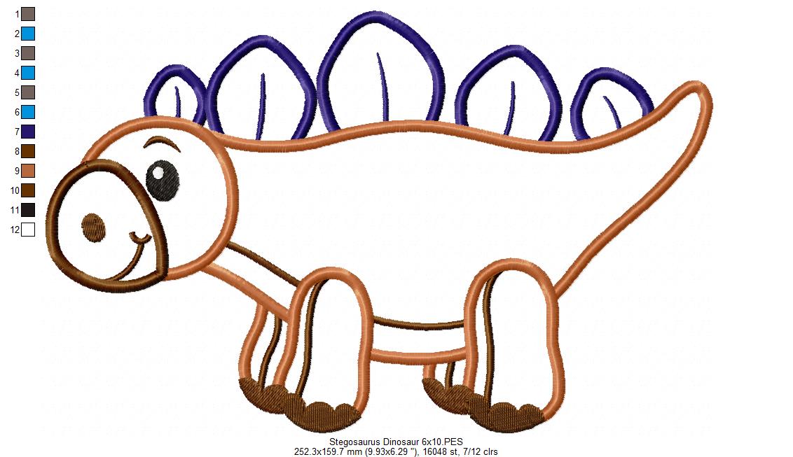 Stegosaurus Dinosaur - Applique - Machine Embroidery Design
