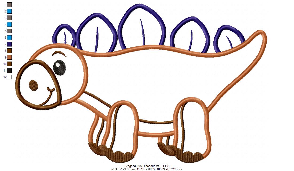 Stegosaurus Dinosaur - Applique - Machine Embroidery Design