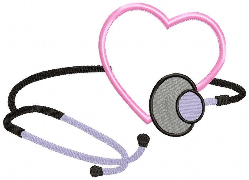 Stethoscope with Heart - Applique
