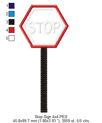 Cute Stop Sign - Appliqué – Machine Embroidery Design