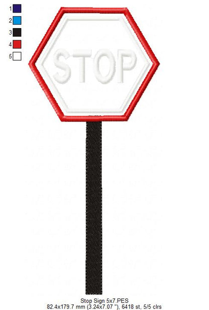 Cute Stop Sign - Appliqué – Machine Embroidery Design