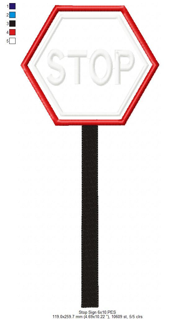 Cute Stop Sign - Appliqué – Machine Embroidery Design