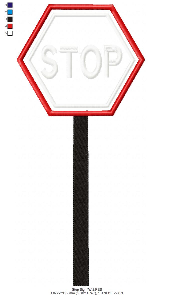 Cute Stop Sign - Appliqué – Machine Embroidery Design