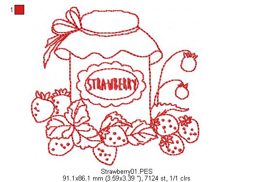 Strawberry Jelly - Redwork