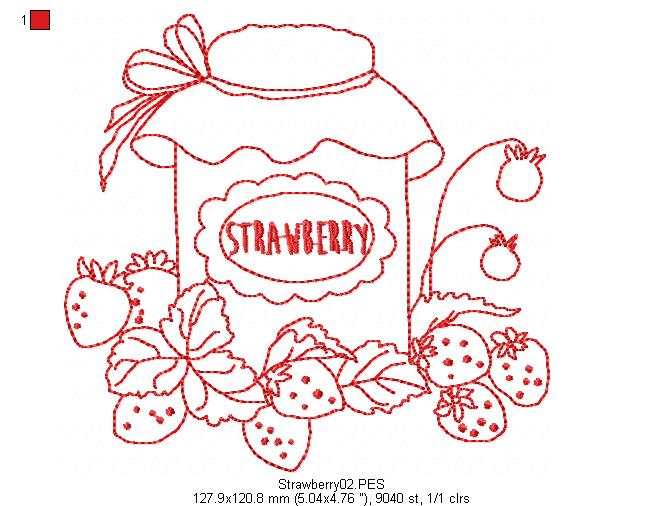 Strawberry Jelly - Redwork