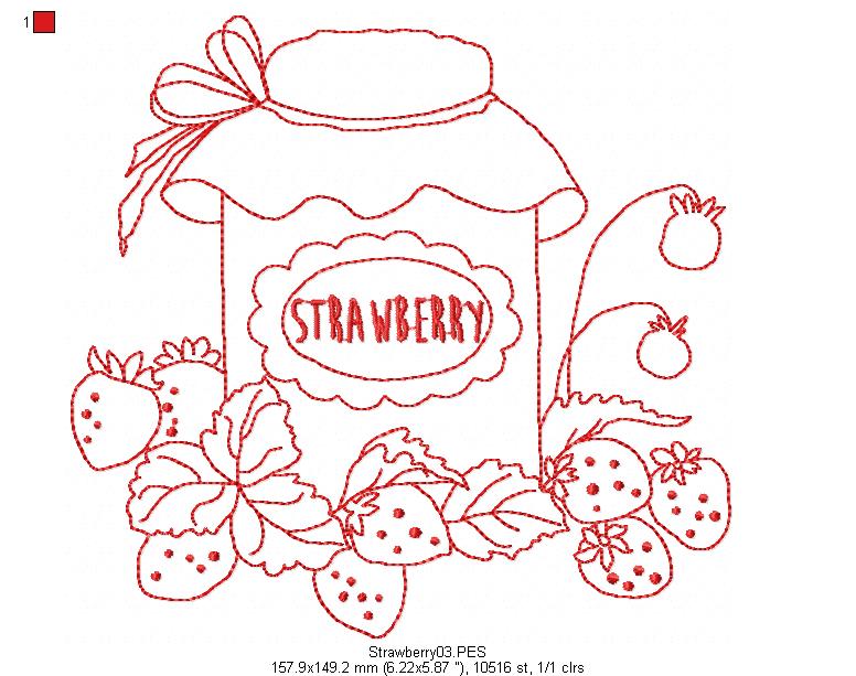 Strawberry Jelly - Redwork