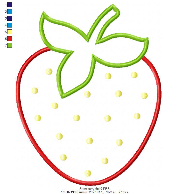 Strawberry - Applique - Machine Embroidery Design