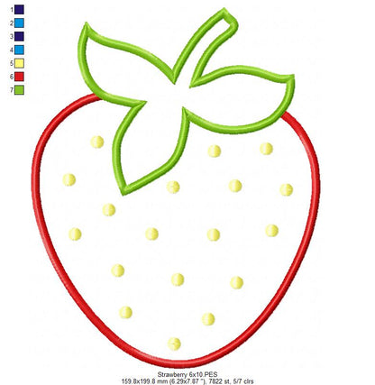 Strawberry - Applique - Machine Embroidery Design