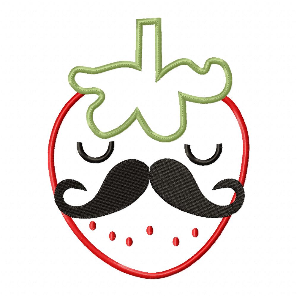 Strawberry Boy with Mustache - Applique