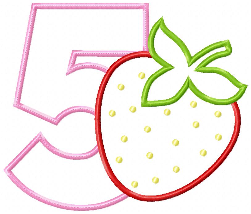 Strawberry Birthday Set Numbers 1-11 - Applique
