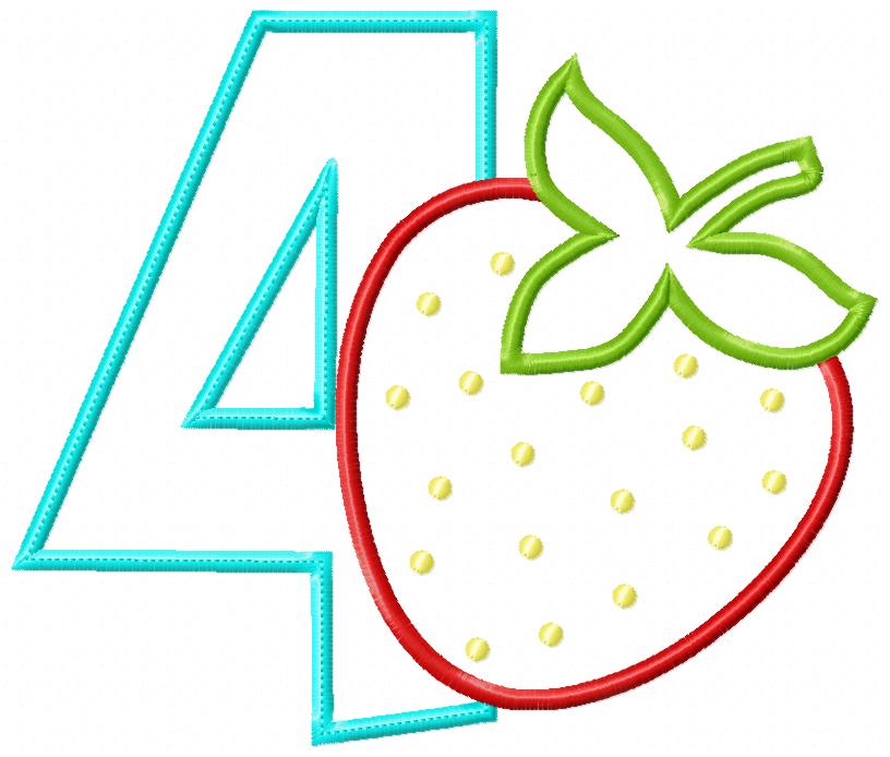 Strawberry Birthday Set Numbers 1-11 - Applique