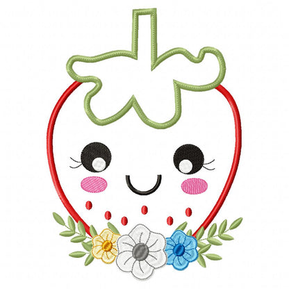 Strawberry Girl with Flowers - Applique