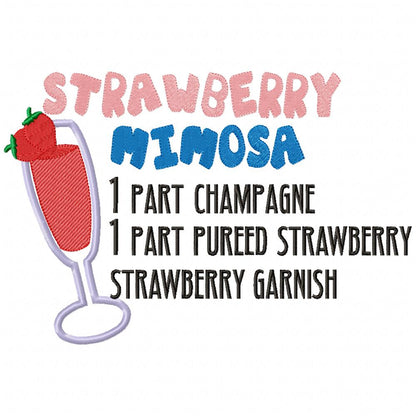 Strawberry Mimosa Recipe - Applique - Machine Embroidery Design