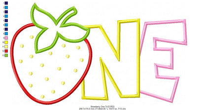 Strawberry Number 1 One 1st Birthday - Applique
