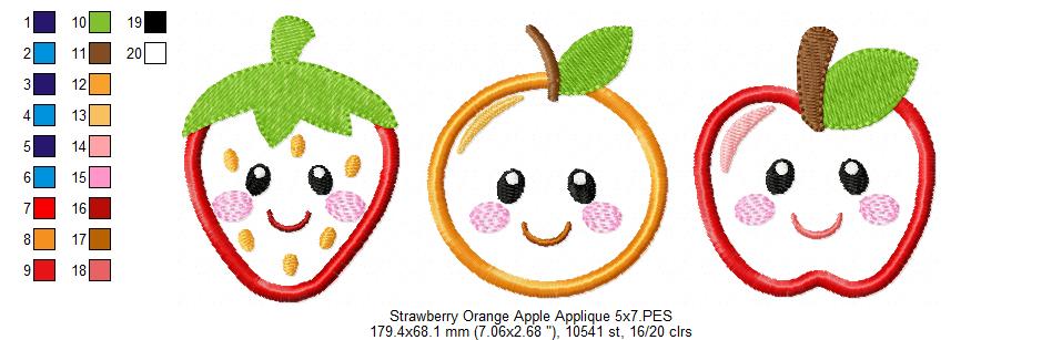 Strawberry, Orange and Apple - Applique