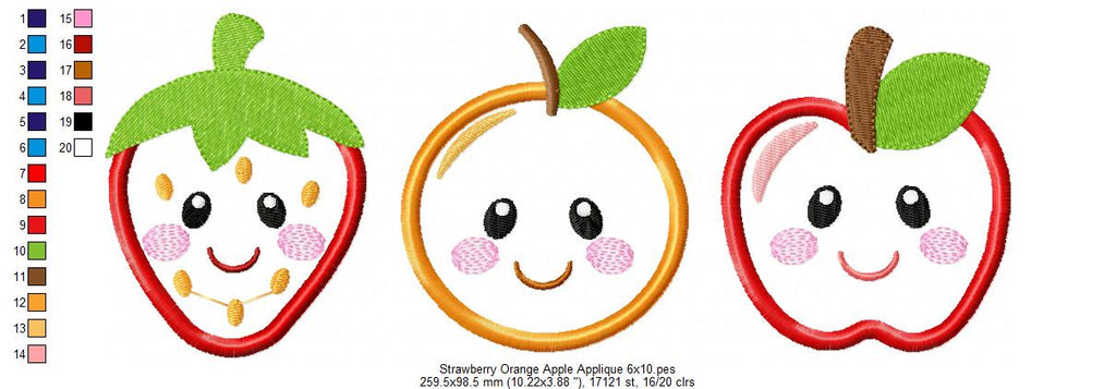 Strawberry, Orange and Apple - Applique